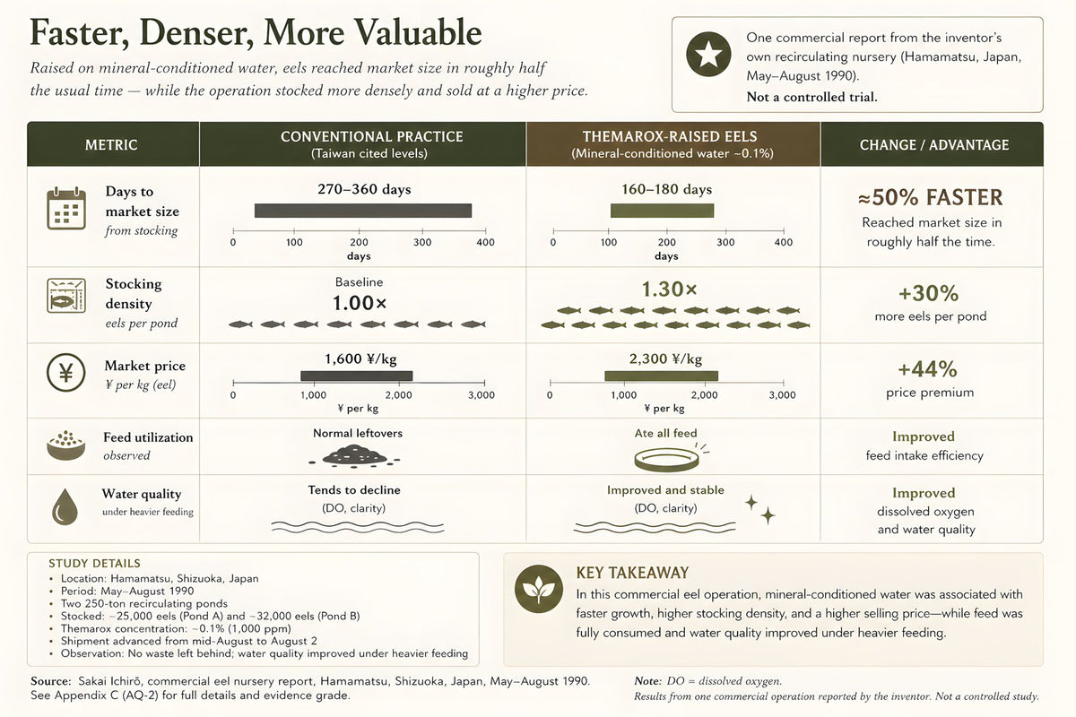 Commercial eel nursery report: faster growth, higher stocking density, price premium