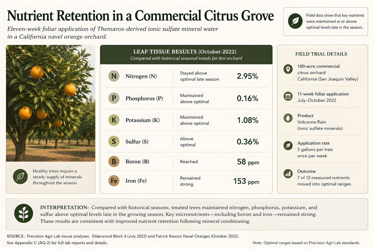 Leaf-tissue nutrient results from a commercial California citrus grove